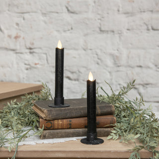 Set of 2 – 6.75" Moving Flame Black Taper Candles