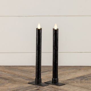 Set of 2 – 9.5" Moving Flame Black Taper Candles