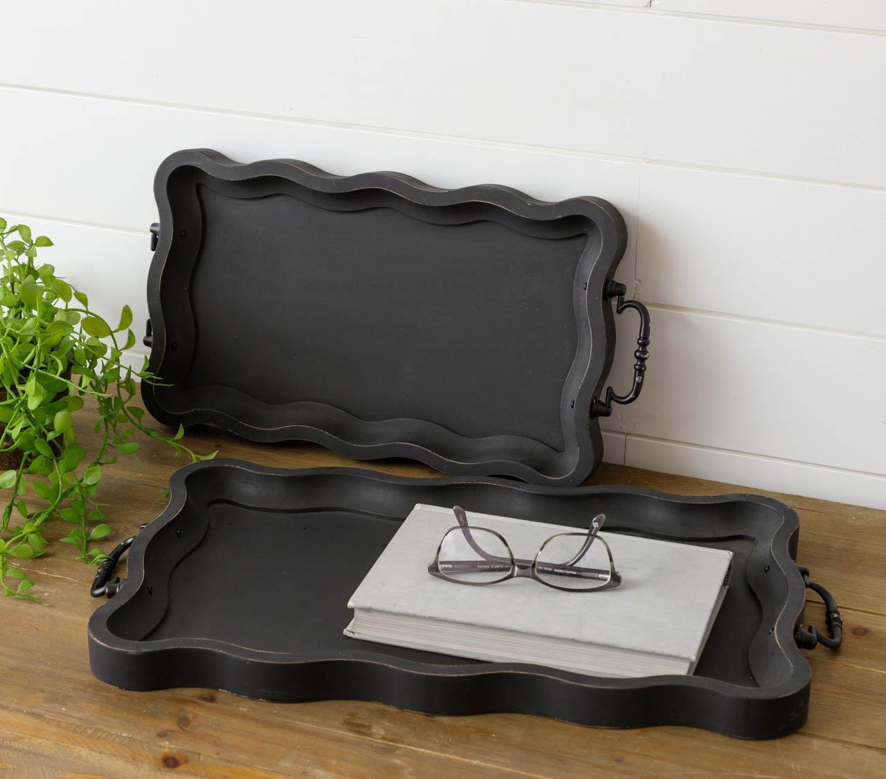 Set of 2 Black Trays