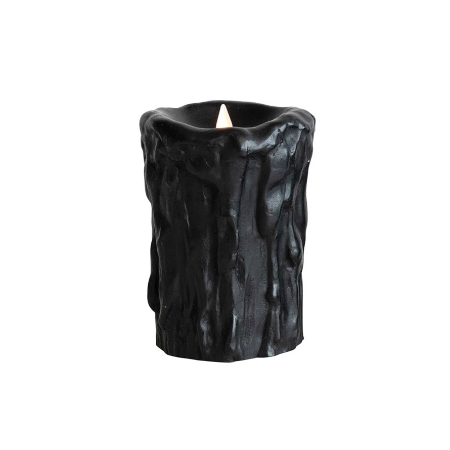 Black Drippy Flameless Pillar LED Candle