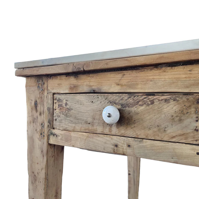 Bleached Reclaimed Wood Kitchen Island with Marble Top- More Coming Soon