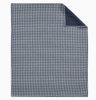 Camden Blue and White Gingham Stitch Quilted Throw