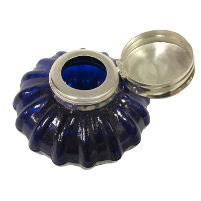 Cobalt Blue Glass Inkwell
