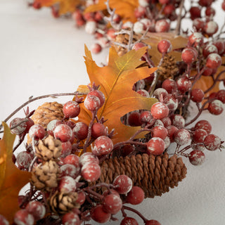 72" Rustic Autumn Berry Leaf Garland