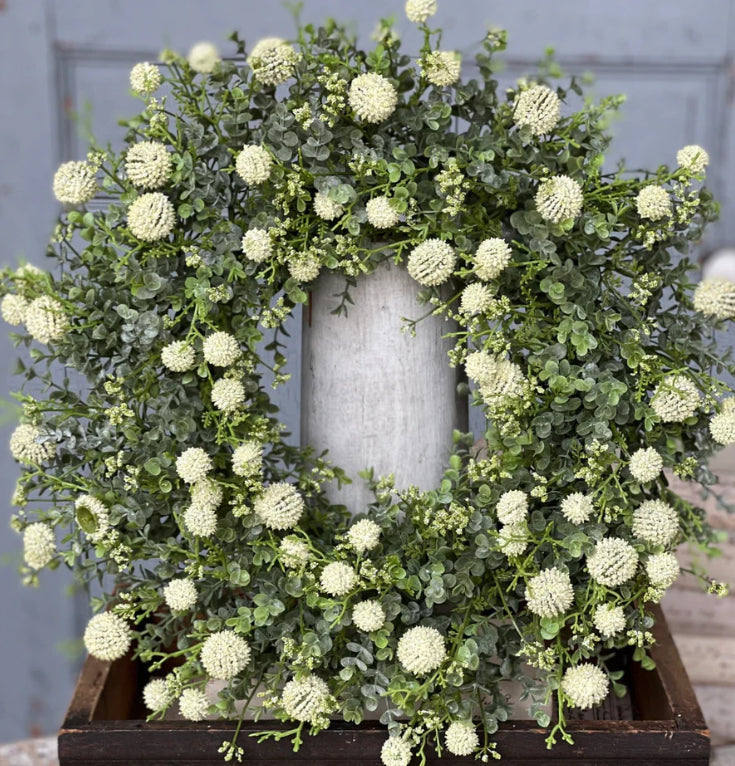 22" White Garden Bliss Wreath