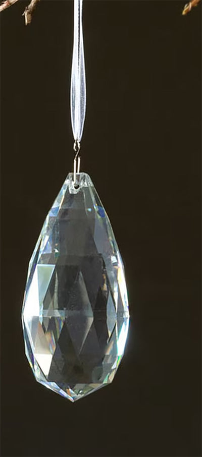 Faceted Crystal Drop Clear Ornament - Choose Style