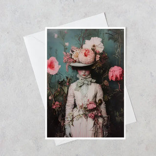 Vintage Blooming Garden Lady Petunia - Note Card