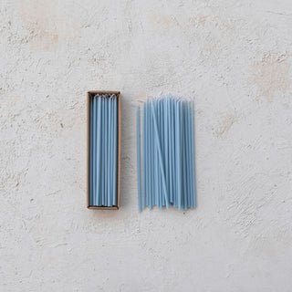 Set of 36 Unscented Thin Taper Candles in Box - Blue