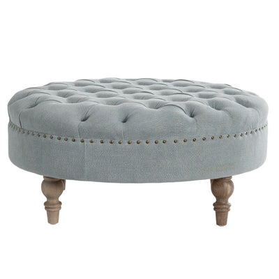 Tufted French Blue Ottoman - More Coming