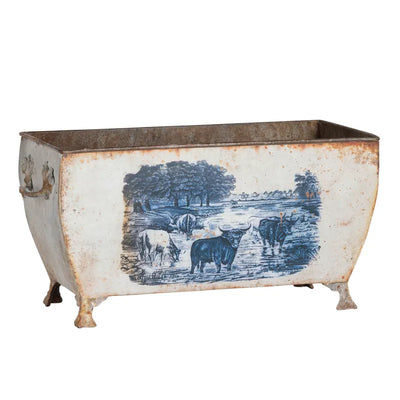 Blue Pastoral Rectangular Tole Container