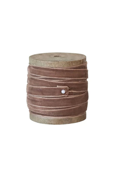 Wooden Spool with Velvet Ribbon - Choose From 3 Colors