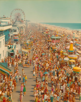 Vintage 1950's Beach Boardwalk 8”x10” Art Print