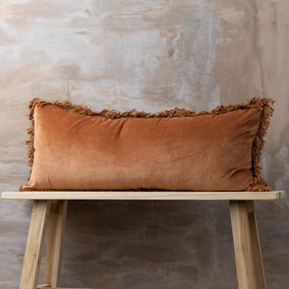 58" Velvet Terracotta Body Pillow with Down Insert