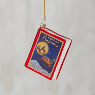 Night Before Christmas Book Glass Ornament