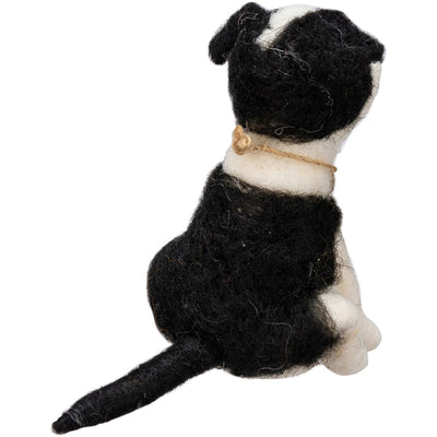 Little Felt Black and White Dog