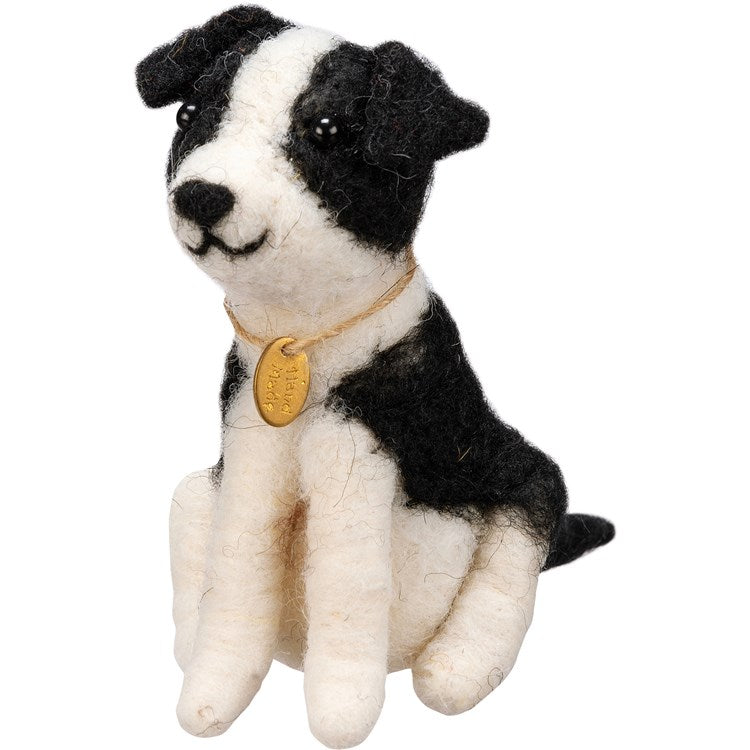 Little Felt Black and White Dog