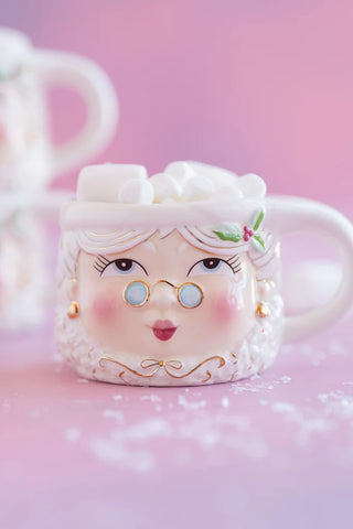 Glitterville Mrs. Papa Noel Mug, White – Choose Style