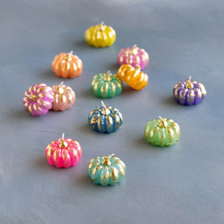 Glitterville’s Rainbow Pumpkin Tealight Candles - Boxed Set of 12