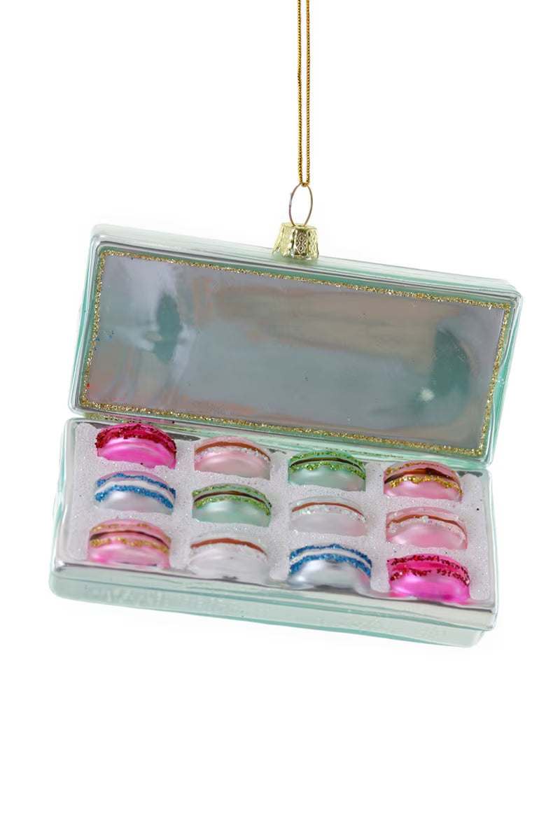 Cody Foster Glass Box of Macarons Ornament - Green Box