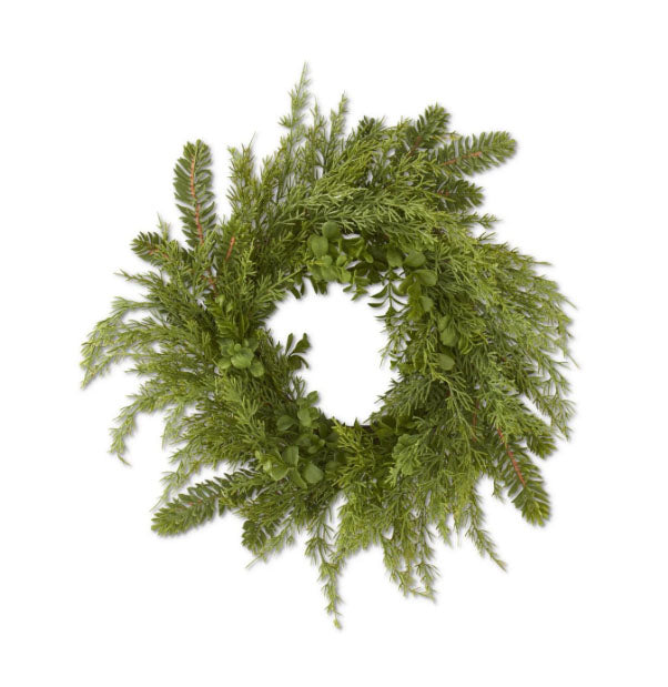 16" Real Touch Boxwood and Pine Candle Ring