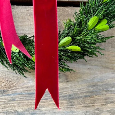 Set of 3 Preserved Boxwood and Cedar Wreaths with Ribbon