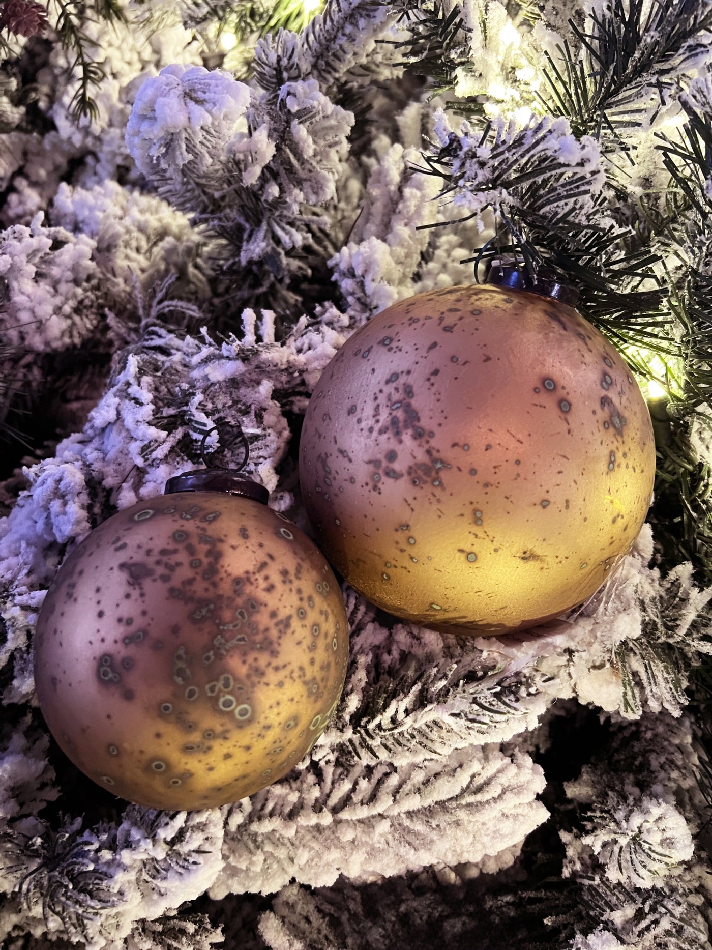 Marbled Bronze Glass Ball Ornament - Choose Size