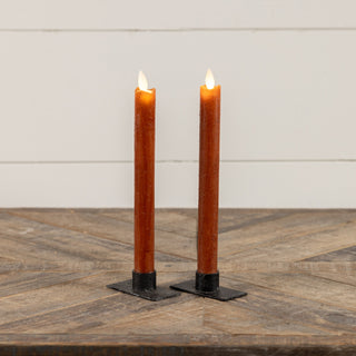 Set of 2 – 9.5" Moving Flame Bronze Taper Candles