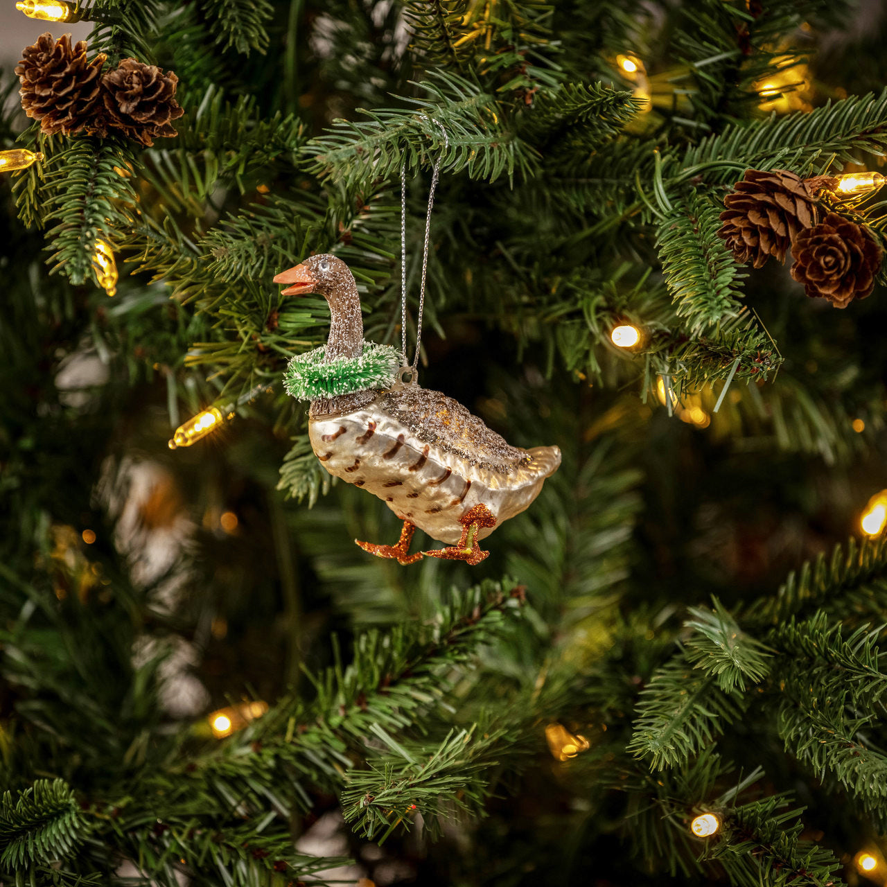 Brown Goose Glass Ornament