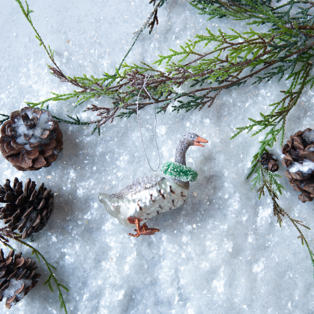 Brown Goose Glass Ornament