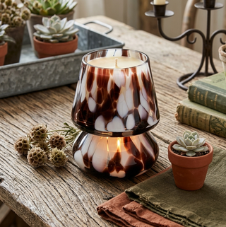 Brown and White Lamp Candle - Woodfire