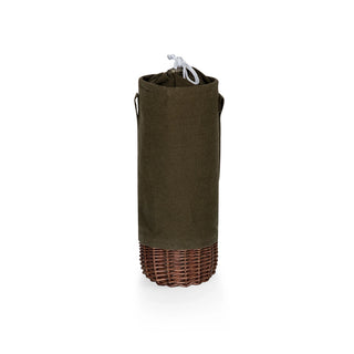 Insulated Canvas and Willow Single Bottle Wine Basket
