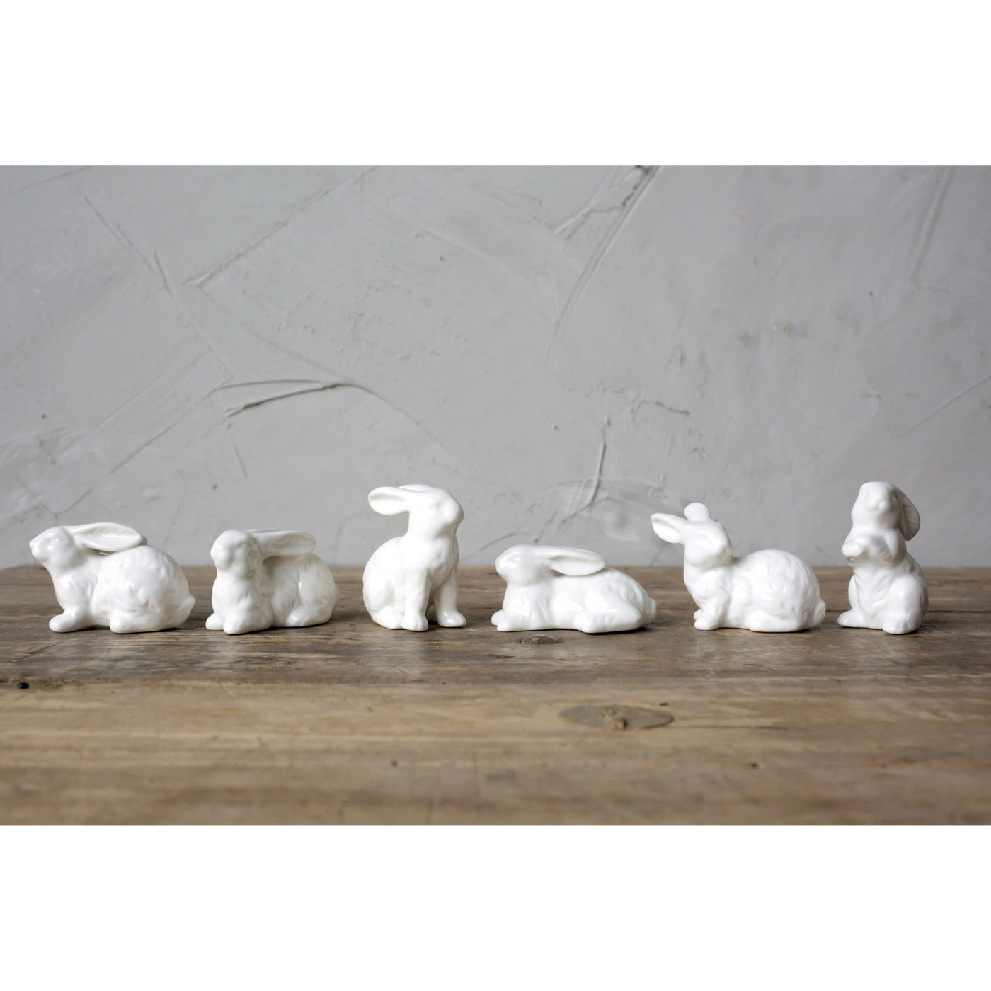 Set of 6 Little Porcelain Bunnies