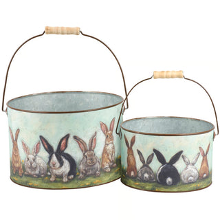 Garden Bunny Friends Bucket  - Choose Size