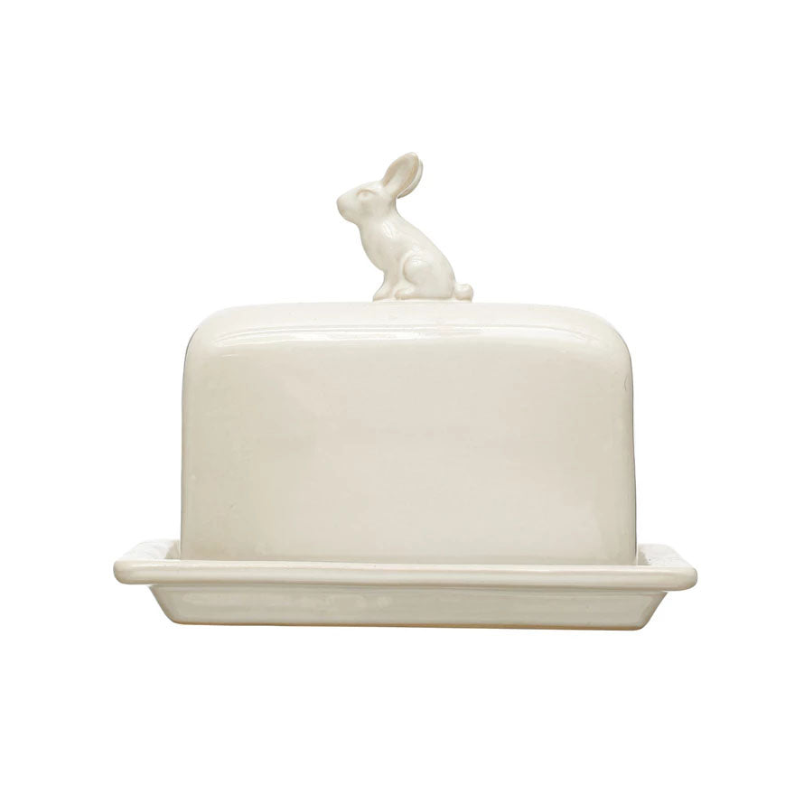 Bunny Topped Butter Dish