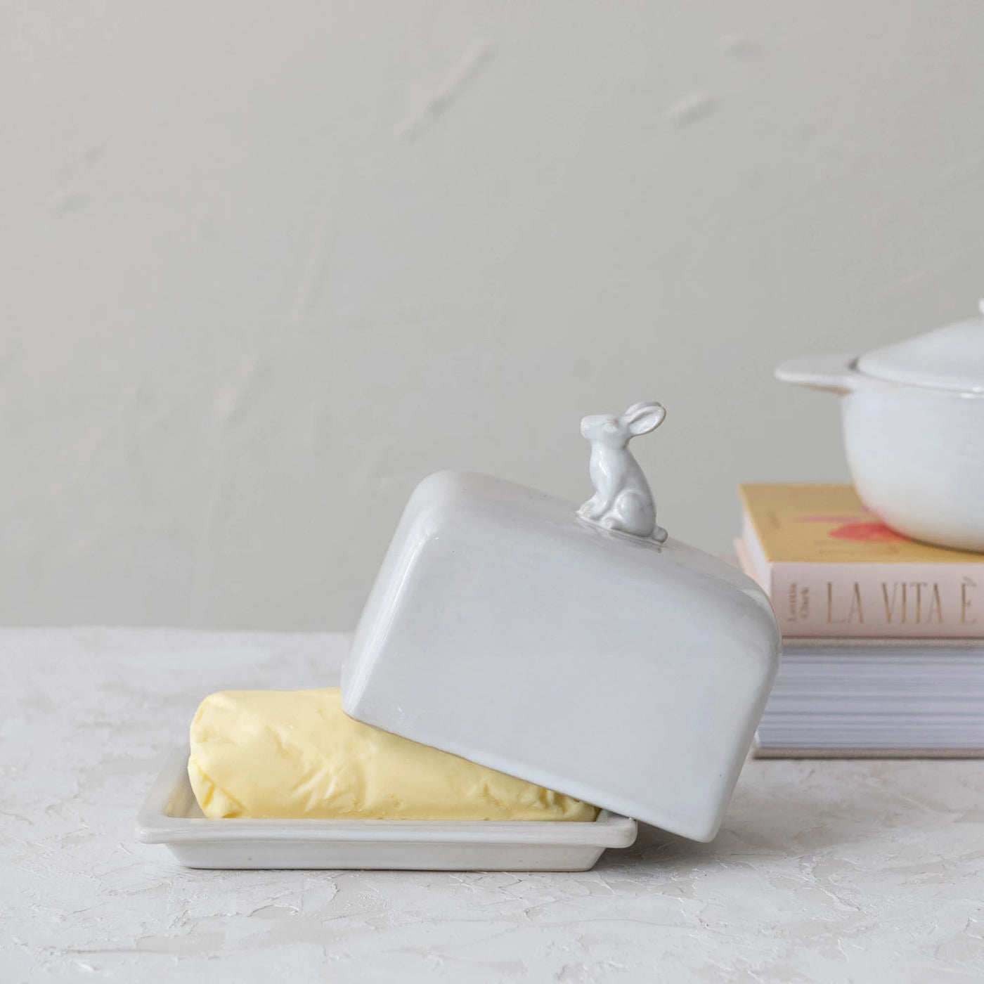 Bunny Topped Butter Dish