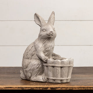 Bunny with Basket Planter Statue