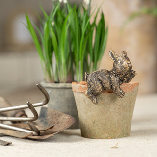 Gold Laying Bunny Pot Hugger