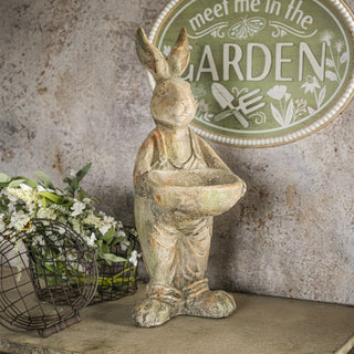 Bunny In Overalls Garden Statue
