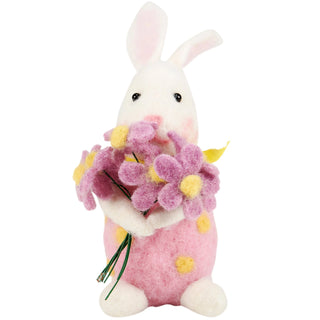 Felt Bunny with Spring Flowers