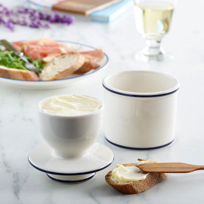 The Original Butter Bell Crock - Le Bistro Blue Trim