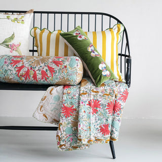 18" Green Velvet Embroidered Butterfly Lumbar Pillow  - More Coming Soon