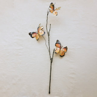 32" Brushed Gold and Orange Faux Butterfly Stem