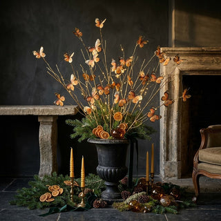 32" Brushed Gold and Orange Faux Butterfly Stem