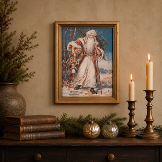 Vintage Style Santa Post Card Framed Print - Choose Style