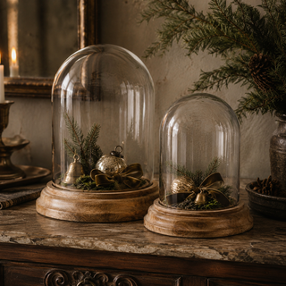 Glass Cloche With Wooden Base - Choose Size