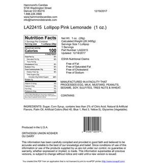 Hammond's Handmade Lollipop - Pink Lemonade