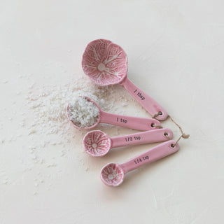 Pink Stoneware Cabbage Measuring Spoon Set