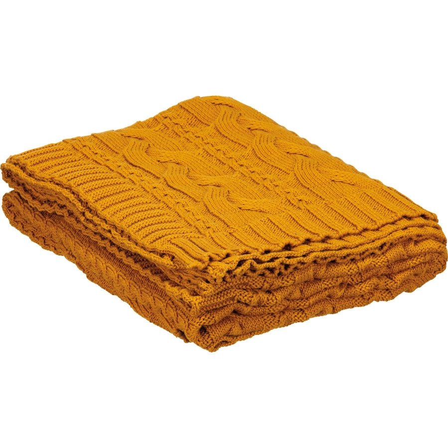 Saffron Cable Knit Throw Blanket