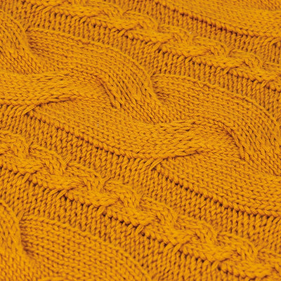 Saffron Cable Knit Throw Blanket