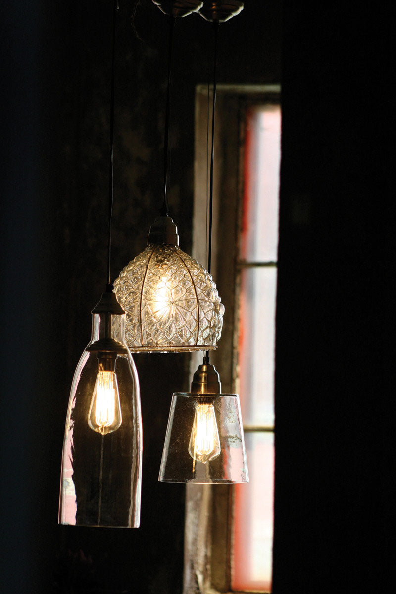 Caged Recycled Glass Pendant Light